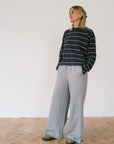 long sleeve organic cotton t shirt with fine stripe