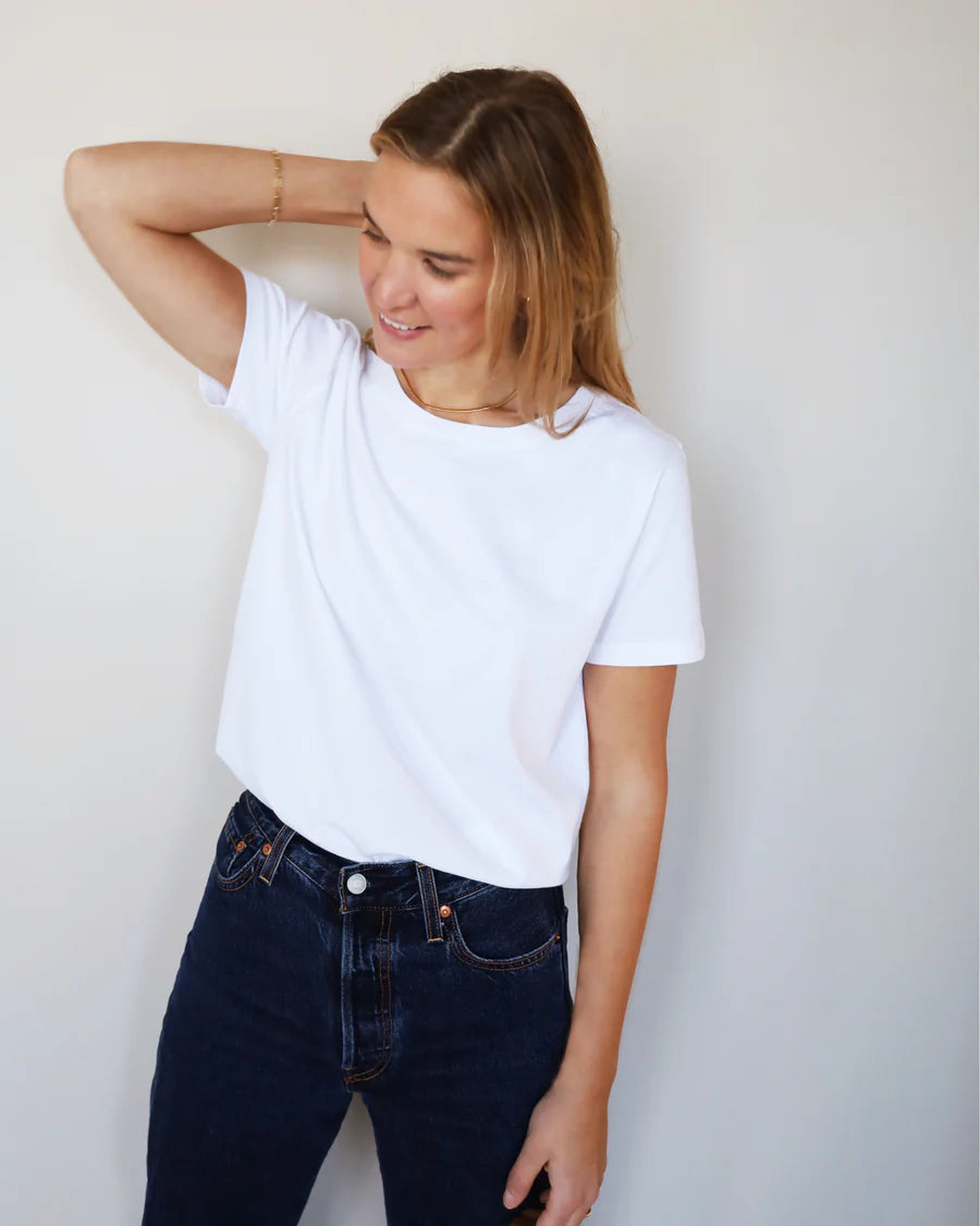 Mabel Low Crew Organic Cotton White T-Shirt