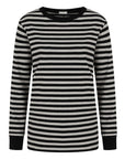 Audrey Luxe Rib Organic Cotton Grey Marl/Black Stripe T-Shirt