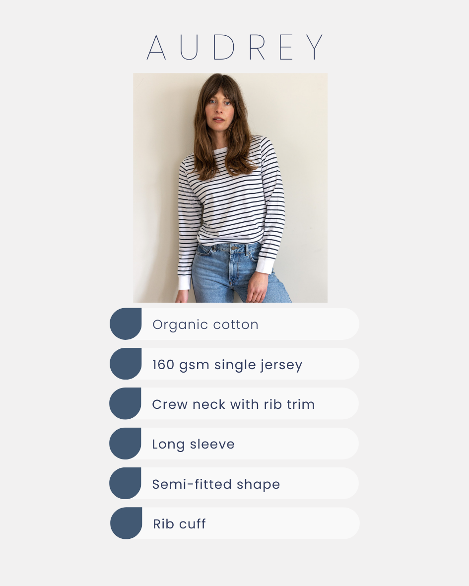 Audrey Organic Cotton White Breton T-Shirt