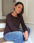 Audrey long sleeve t-shirt in plum with jeans