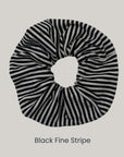BLACK_FINE_STRIPE_Scrunchie_with_reused_fabric_remnants
