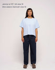 Blue boxy cotton crew womens t-shirt
