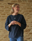 Boxy_Navy_T-Shirt_with_three_quarter_sleeves