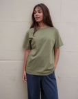 Boyfriend fit t-shirt in green olive organic cotton