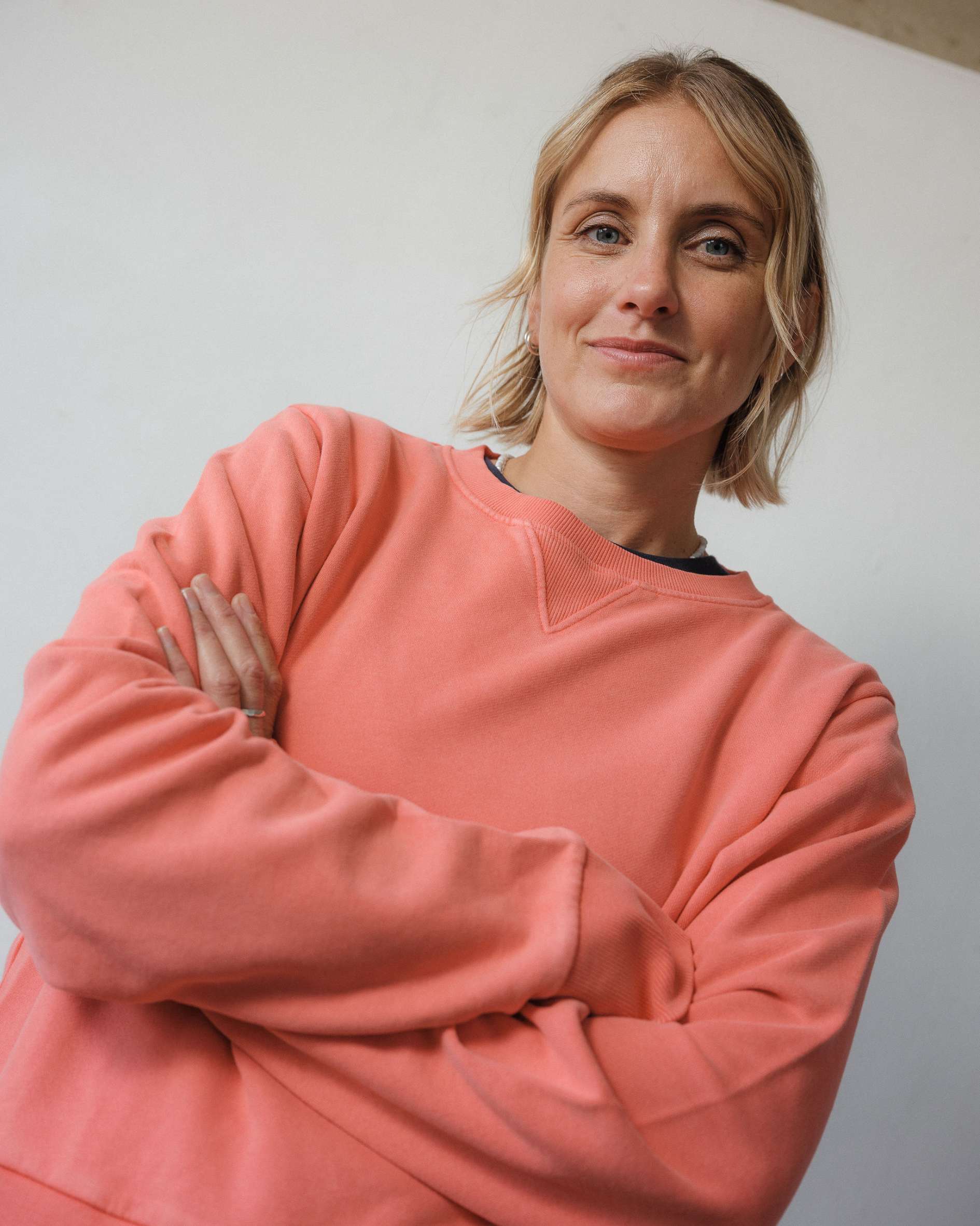 Brushed surface sweatshirt in organic cotton jersey