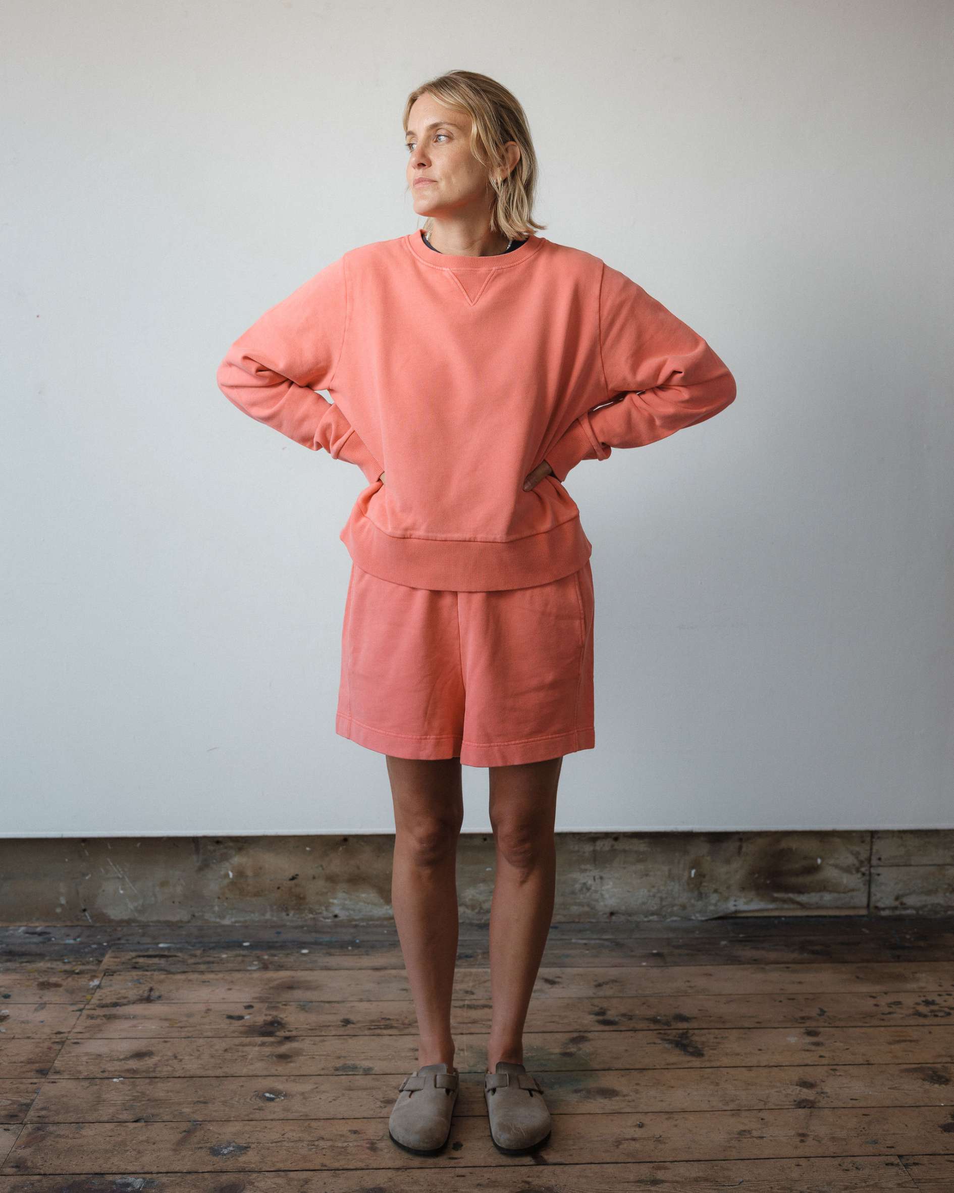 Co_ord_sweat_shorts_and_sweatshirt_in_coral_colour