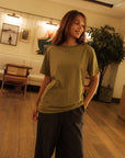 Crew neck t-shirt in olive colour