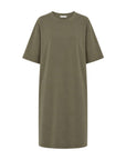 Emma Organic Cotton Dark Olive T-Shirt Dress cut out image