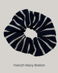 FRENCH_NAVY_BRETON_Scrunchie_with_reused_fabric_remnants
