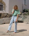 Green organic cotton cropped t-shirt - Sophie Hellyer - beach