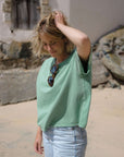 Green organic cotton cropped t-shirt - Sophie Hellyer