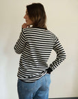 Audrey Luxe Rib Organic Cotton Grey Marl/Black Stripe T-Shirt