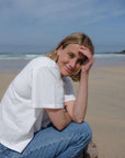 Hannah Ecru cropped t-shirt - Sophie Hellyer - beach