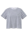 Hannah Navy and White stripe cropped women's t-shirt