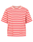 Hannah Pink and Red stripe cropped women's t-shirt