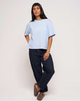 Hannah boxy relaxed cotton sky t-shirt