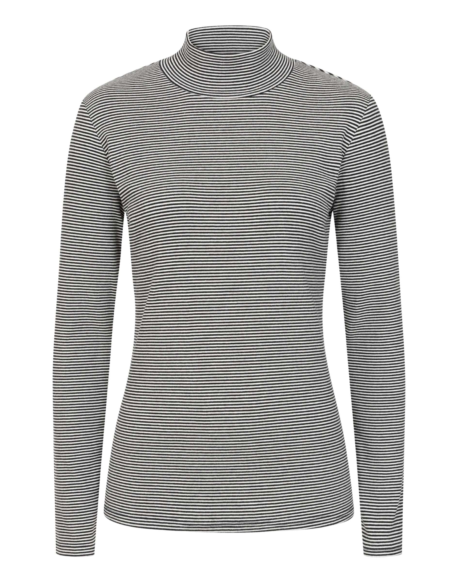 Heather Luxe Rib Organic Cotton Fine Stripe Funnel Neck T-Shirt