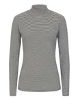 Heather Luxe Rib Organic Cotton Fine Stripe Funnel Neck T-Shirt