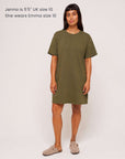 Emma Organic Cotton Dark Olive T-Shirt Dress