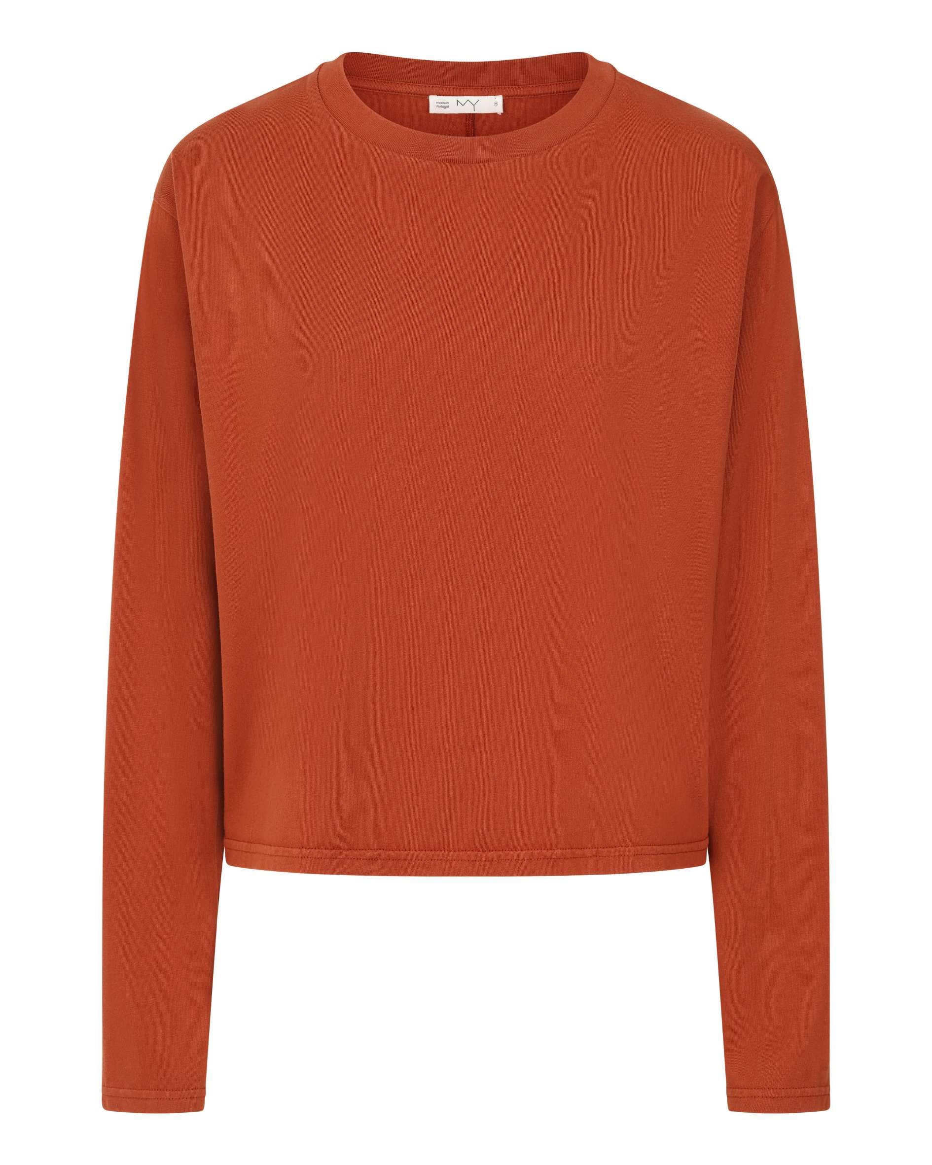 organic cotton Cropped long sleeve t-shirt in cinnamon