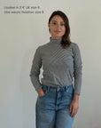Lisabel_models_Heather_Luxe_Ribbed_Funnel_Neck_T-Shirt_in_size_8