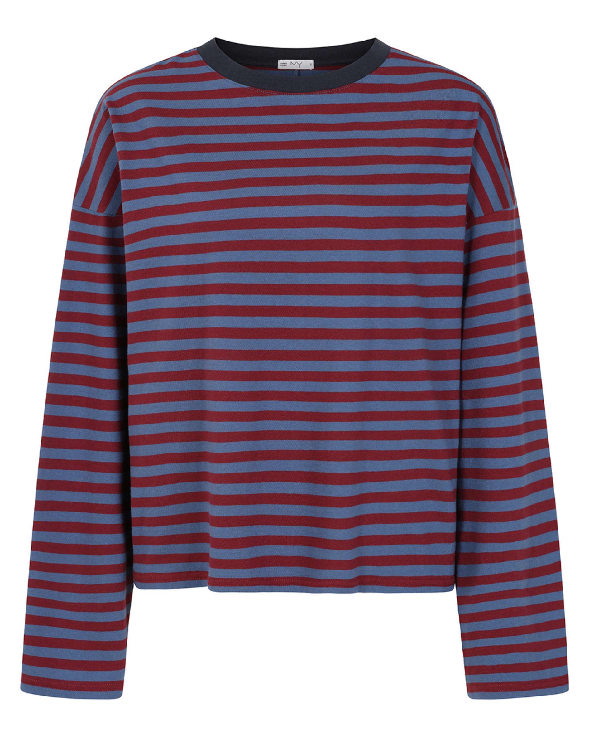 Orla Long Sleeve Midweight Organic Cotton Burgundy/Blue Stripe T-Shirt PRE-ORDER