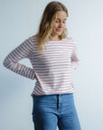 Long sleeved pink striped top