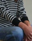 Audrey Luxe Rib Organic Cotton Grey Marl/Black Stripe T-Shirt