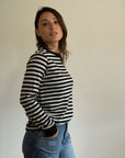 Audrey Luxe Rib Organic Cotton Grey Marl/Black Stripe T-Shirt