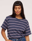 Maggie Relaxed fit Navy Blue Light Pink Stripe t-shirt