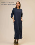 Megan Oversized Organic Cotton Navy Midi Dress