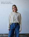 Model_Sophie_wears_Hannah_Long_Sleeve_Midweight_Organic_Cotton_Vanilla_T-Shirt_in_size_10