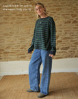 Sally Organic Cotton Navy/Green Stripe Sweatshirt
