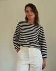 Navy Breton in slub fabric