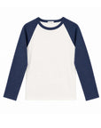 Nicola Organic Cotton Vintage Navy / Ecru Raglan T-Shirt cut out image
