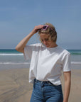 Off-white cropped short sleeve t-shirt - Sophie Hellyer - beach