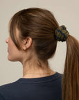 Olive_and_navy_stripe_scrunchie_made_with_recycled_fabric