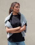 Organic cotton grey sweatshirt with organic cotton black t-shirt