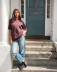 Plum colour classic crew t-shirt