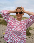 Red_Fine_Stripe_t-shirt_with_3_quarter_sleeves