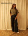 Shyama wears Hannah Dark Olive size 8
