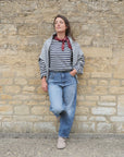 Slub fabric Navy Breton top