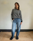 Audrey Luxe Rib Organic Cotton Grey Marl/Black Stripe T-Shirt