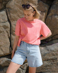 Sustainable watermelon colour cropped t-shirt - Sophie Hellyer