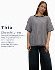 Thia Midweight Organic Cotton Black Fine Stripe T-Shirt