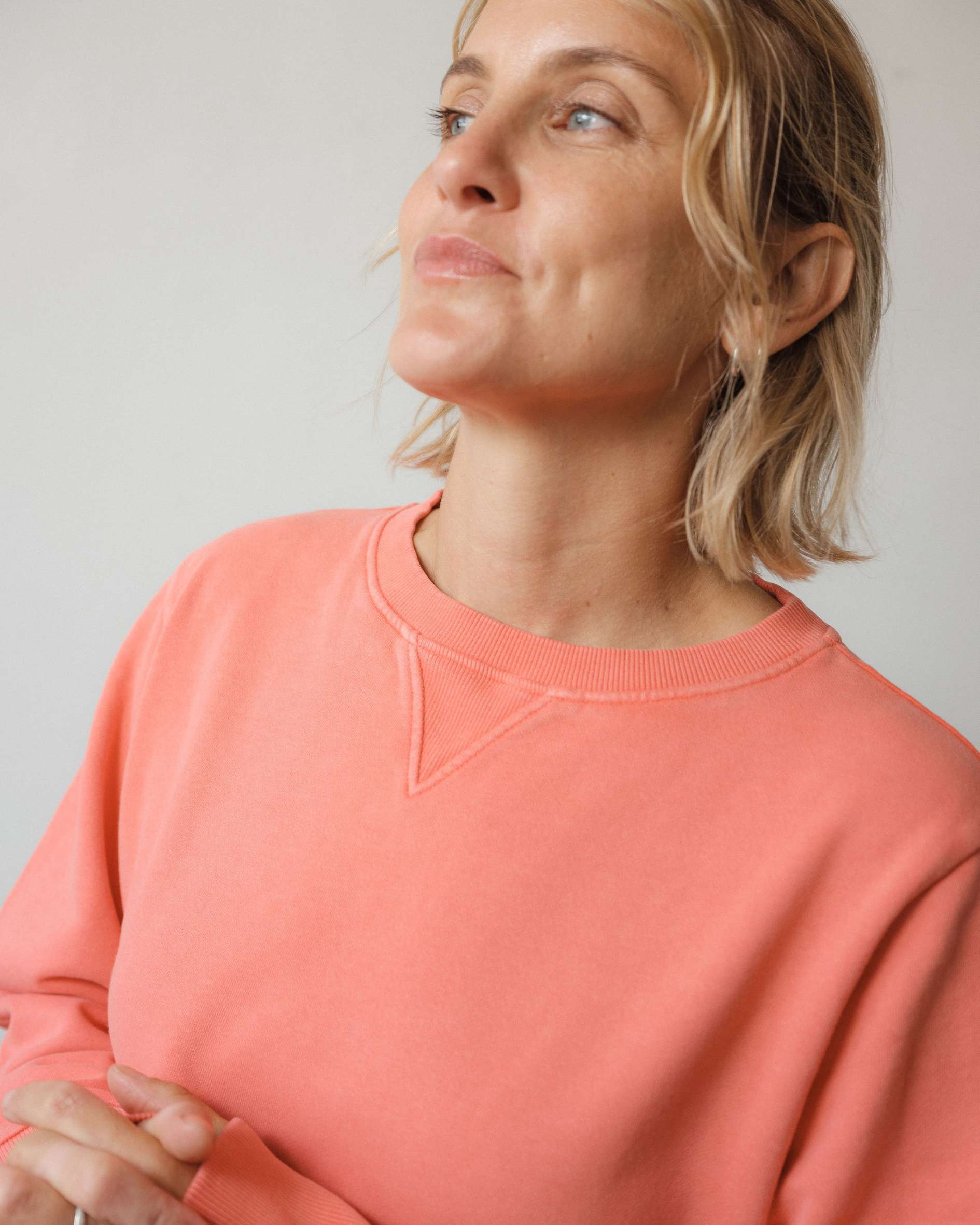 Washed look watermelon sweatshirt with V detail
