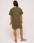 Women's khaki organic cotton t-shirt dress