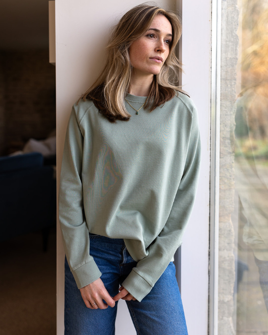 Nancy Oversized Organic Cotton Sage Sweatshirt