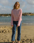 long sleeved red stripe t shirt